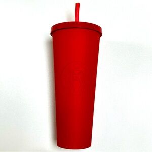 2016 Starbucks Matte Red Soft Touch Acrylic Tumbler Cold Cup 24oz Venti Smooth